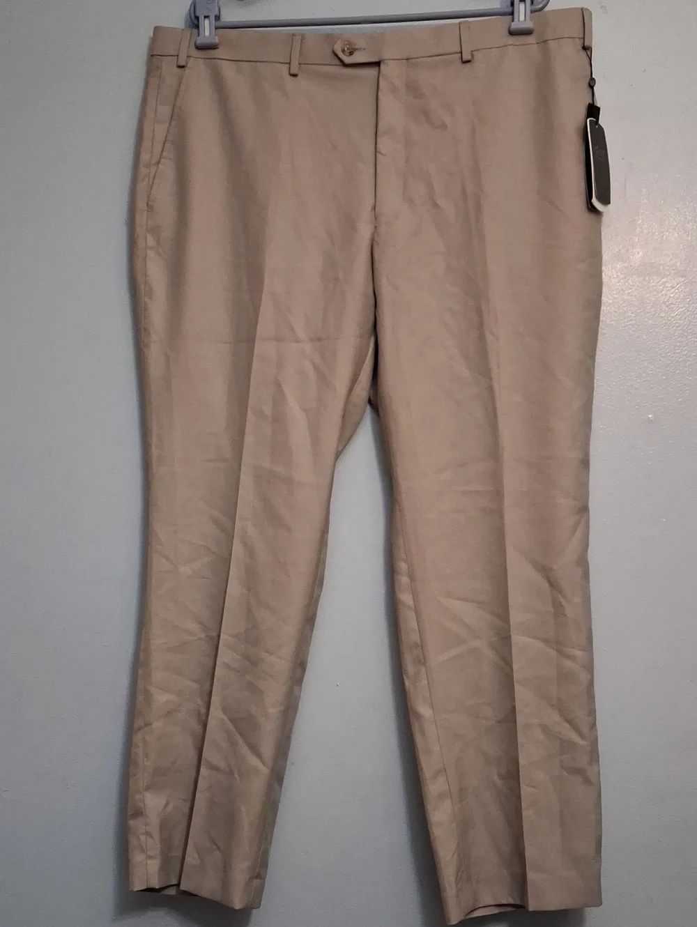 Greg Norman Size W42×L30 Men's Performance Tan Khaki Slim-fit Dress Pants.